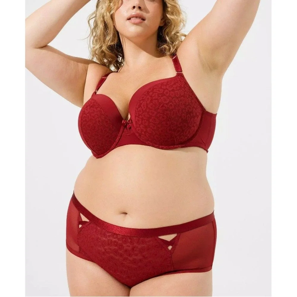 Torrid Women's Rhubarb Animal Lace Mid Rise‎ Cheeky Panty Size 5X